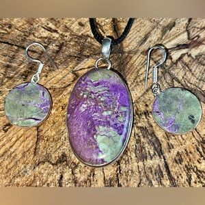 Purpurite Crystal Earrings & Pendant